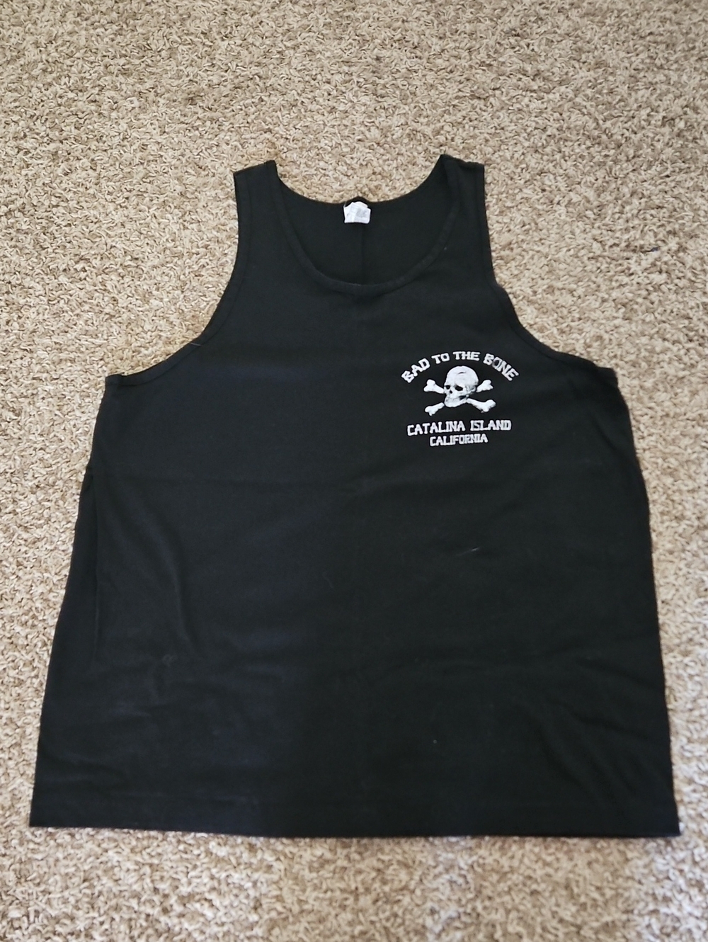 Alstyle Black Tank Top with White Skull Graphic